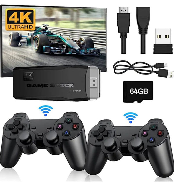 Game Stick Ultra 4K - 10.000 Juegos + 2 Controles Inalámbricos